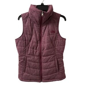The North Face Women's Quilted Puffer Vest Burgundy Heather M/M Full Zip